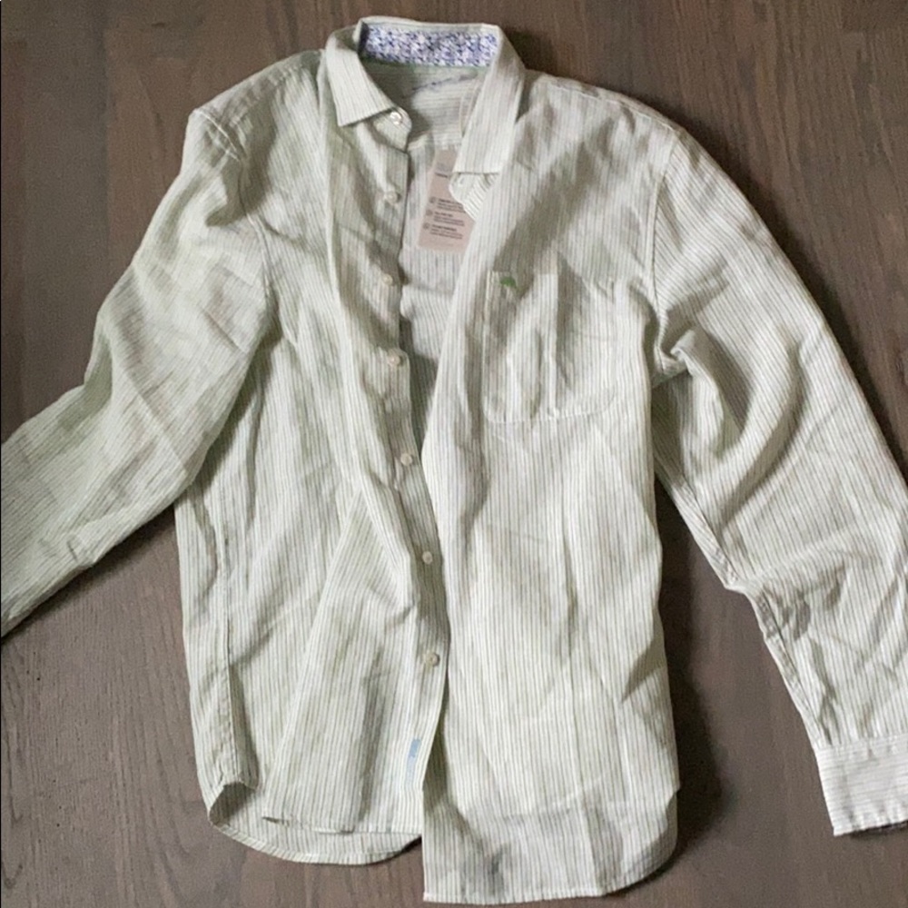 Green striped Tommy Bahama men’s button down